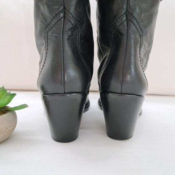 BCBGeneration "Silk" Slouchy Black Leather Cowboy Boots Western Size 7.5 - Picture 5 of 12